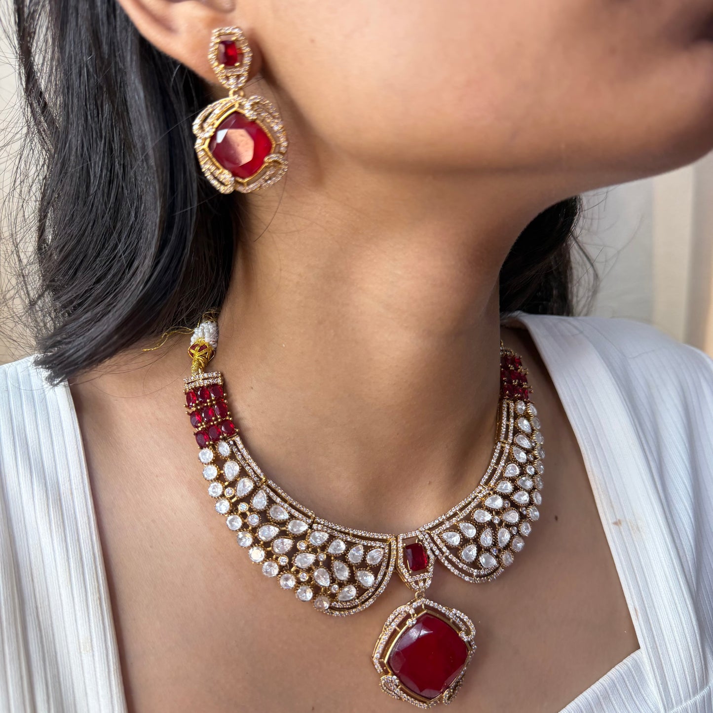 Ruby Red Statement Moissanite Necklace