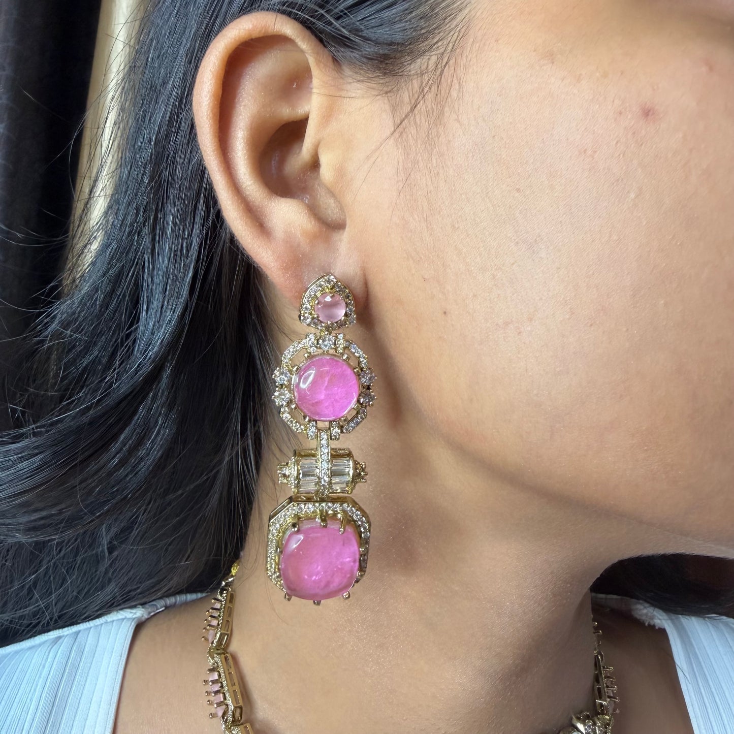 Premium Pink Stone Choker Necklace