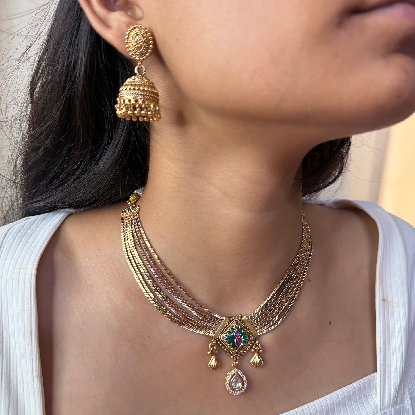 Rajwadi Antique Brass Pendant Necklace