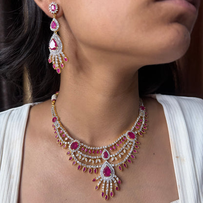Premium Ruby AD Moissanite Necklace