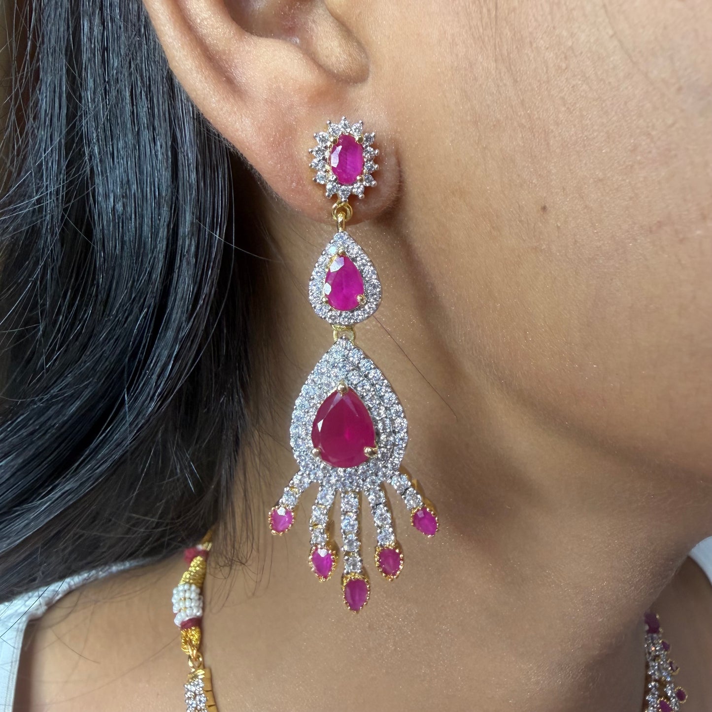 Premium Ruby AD Moissanite Necklace
