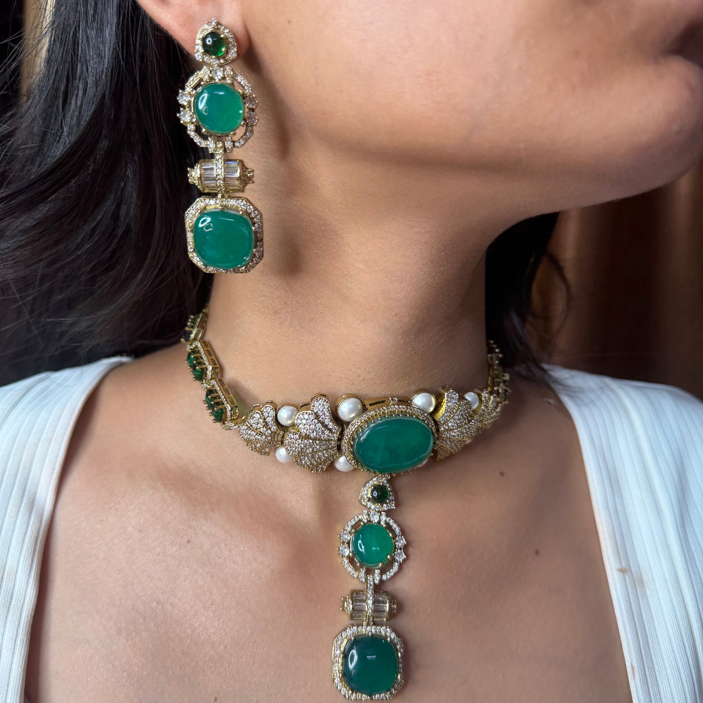 Premium Green Stone Choker Necklace