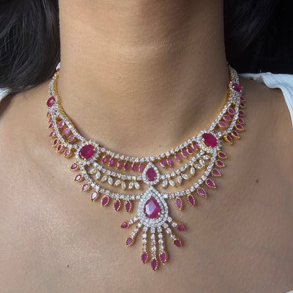 Premium Ruby AD Moissanite Necklace
