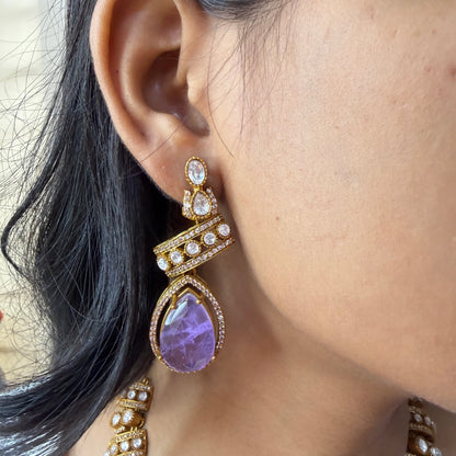 Purple Teardrop Moissanite Choker Necklace