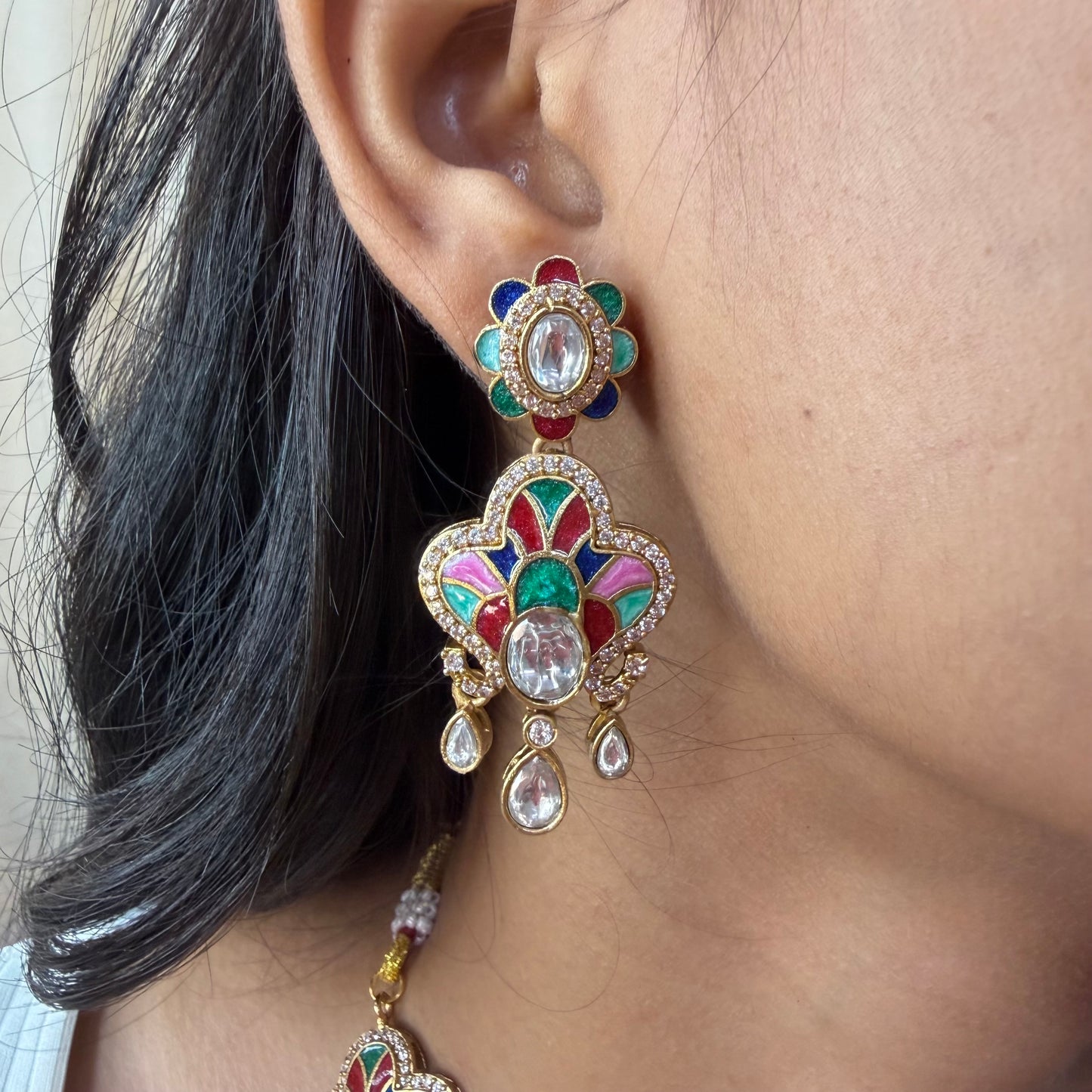 Multicolor Polki Moissanite Necklace