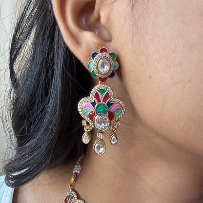 Multicolor Polki Moissanite Necklace