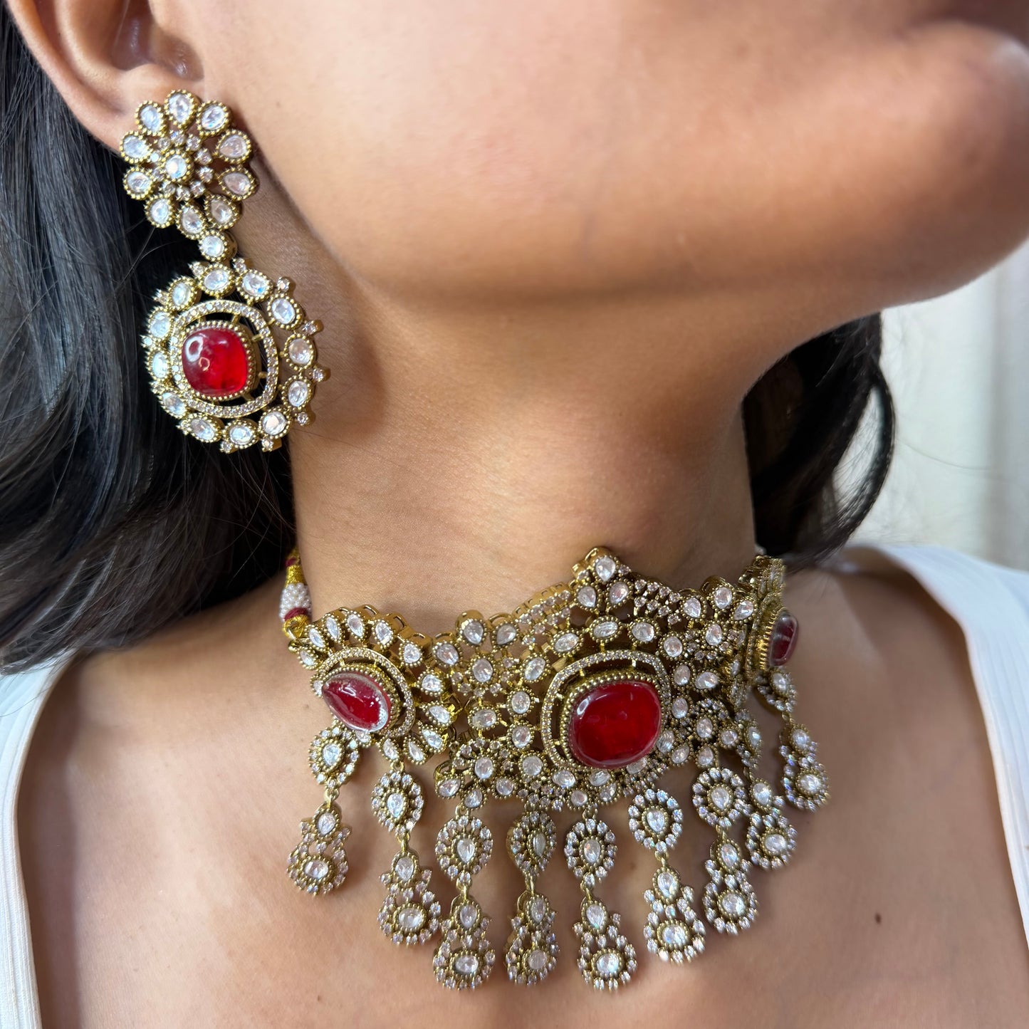 Royal Red Moissanite Choker Necklace
