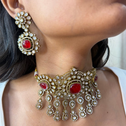 Royal Red Moissanite Choker Necklace