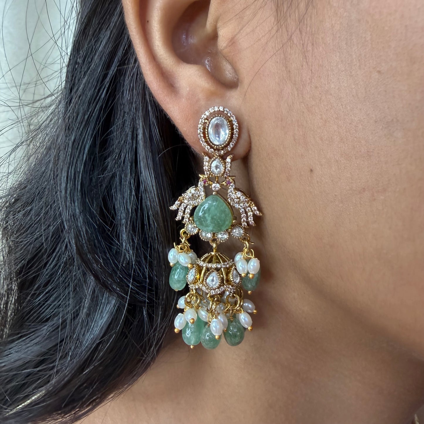 Mint Green Pearl Moissanite Necklace