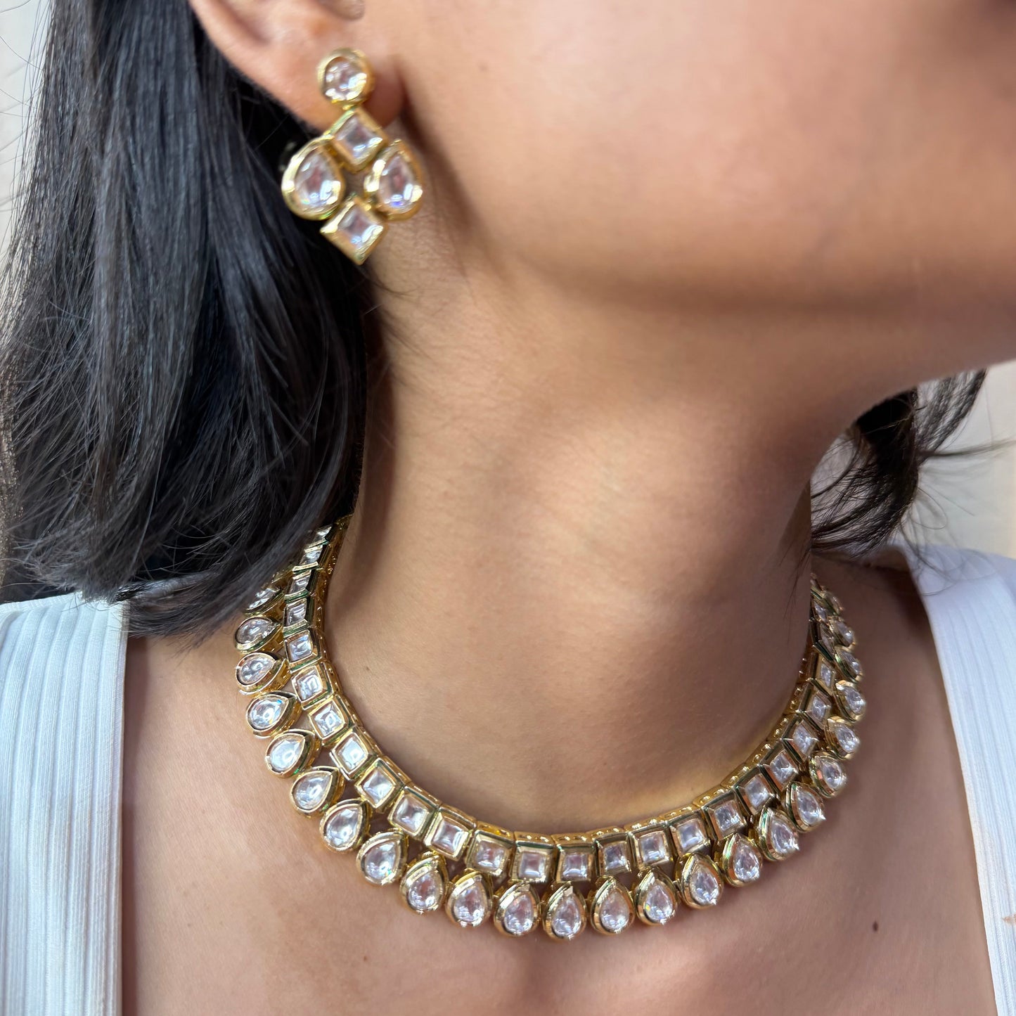 Kundan Choker Necklace in Gold Finish