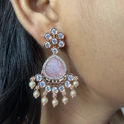 Premium Pink Stone Rose Gold Necklace