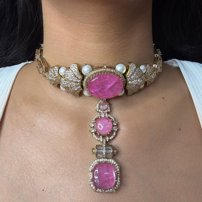 Premium Pink Stone Choker Necklace