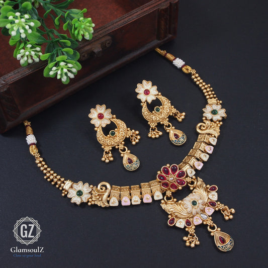"Royal Rajwadi Necklace Set - Exquisite Elegance"