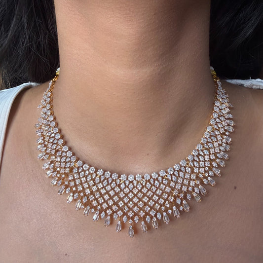 Premium Rose Gold AD Bridal Necklace for women by GlamsoulZ