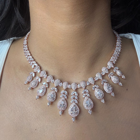 Premium Rose Gold AD Necklace for women by GlamsoulZ