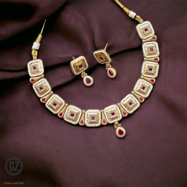 "Elevate your style with a stunning Rajwadi necklace from Glamsoulz. Handcrafted elegance for a timeless statement. Shop now for the latest in ethnic jewelry!"