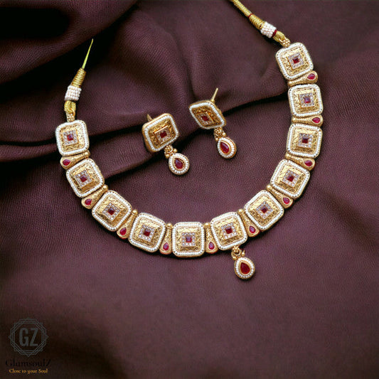"Elevate your style with a stunning Rajwadi necklace from Glamsoulz. Handcrafted elegance for a timeless statement. Shop now for the latest in ethnic jewelry!"